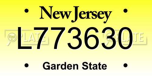 L773630 New Jersey License Plate