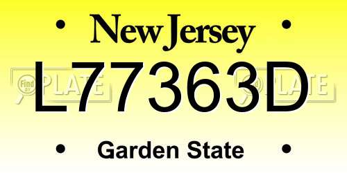 L77363D New Jersey License Plate