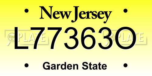 L77363O New Jersey License Plate