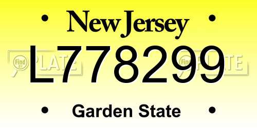 L778299 New Jersey License Plate