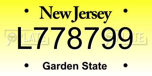 L778799 New Jersey License Plate