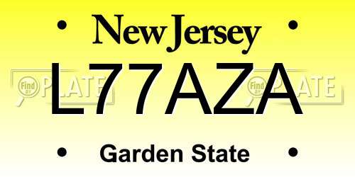 L77AZA New Jersey License Plate