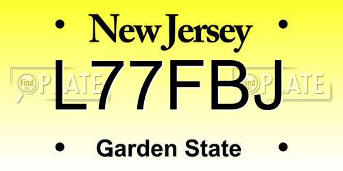 L77FBJ New Jersey License Plate