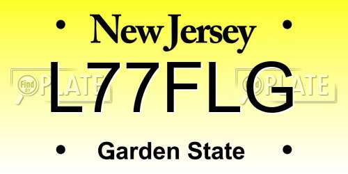 L77FLG New Jersey License Plate