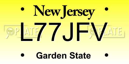 L77JFV New Jersey License Plate