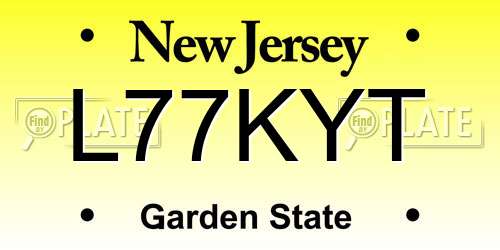 L77KYT New Jersey License Plate