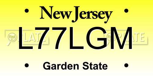 L77LGM New Jersey License Plate
