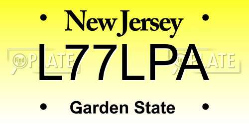 L77LPA New Jersey License Plate