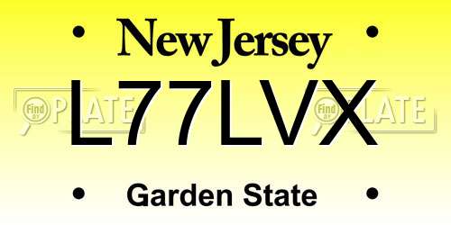 L77LVX New Jersey License Plate