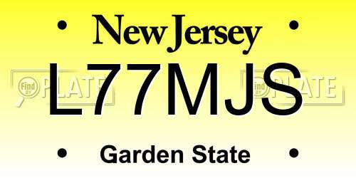 L77MJS New Jersey License Plate