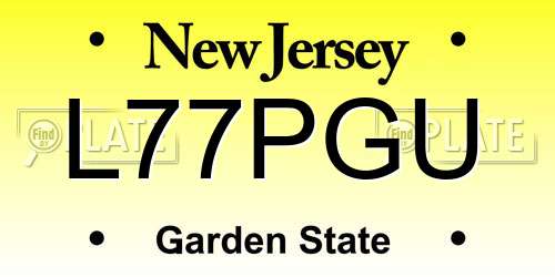 L77PGU New Jersey License Plate