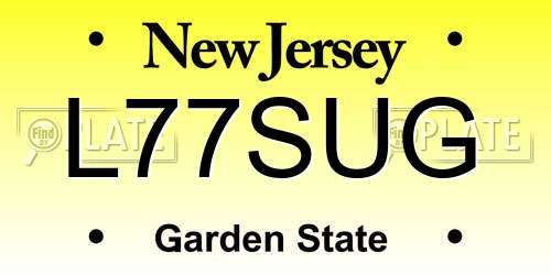 L77SUG New Jersey License Plate
