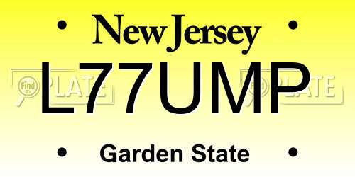 L77UMP New Jersey License Plate