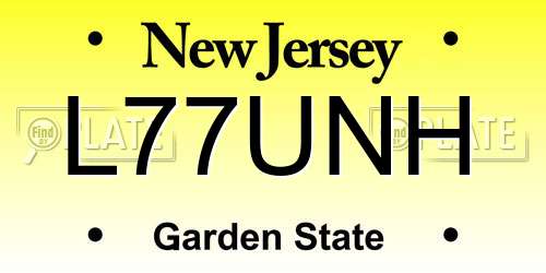 L77UNH New Jersey License Plate