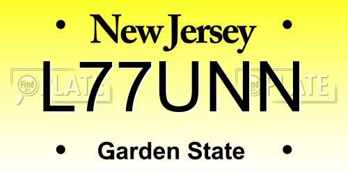 L77UNN New Jersey License Plate