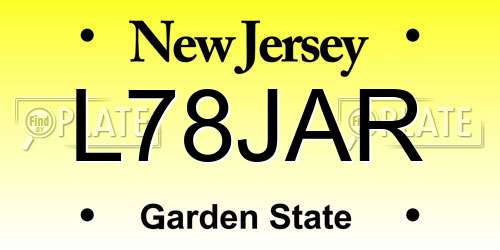 L78JAR New Jersey License Plate