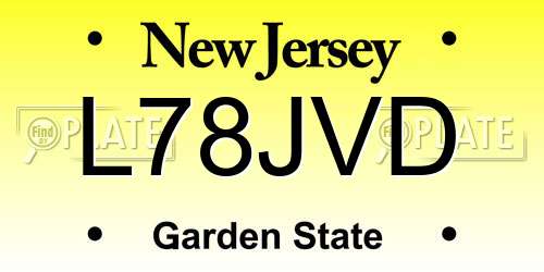 L78JVD New Jersey License Plate