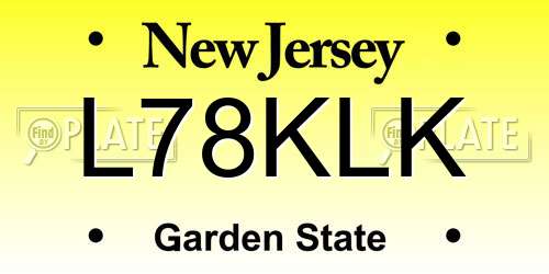 L78KLK New Jersey License Plate