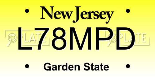 L78MPD New Jersey License Plate