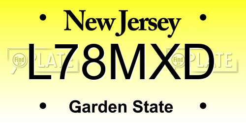 L78MXD New Jersey License Plate