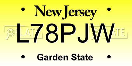L78PJW New Jersey License Plate