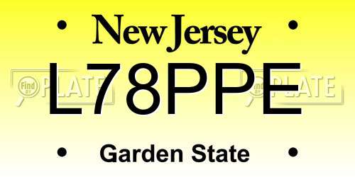 L78PPE New Jersey License Plate