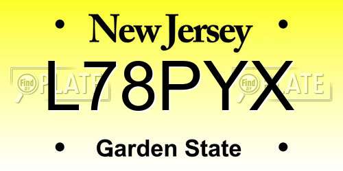 L78PYX New Jersey License Plate