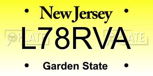 L78RVA New Jersey License Plate