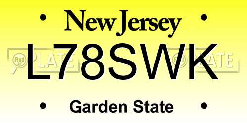 L78SWK New Jersey License Plate