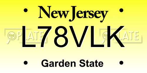L78VLK New Jersey License Plate