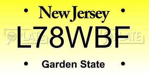 L78WBF New Jersey License Plate