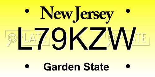 L79KZW New Jersey License Plate