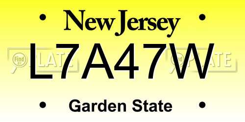 L7A47W New Jersey License Plate