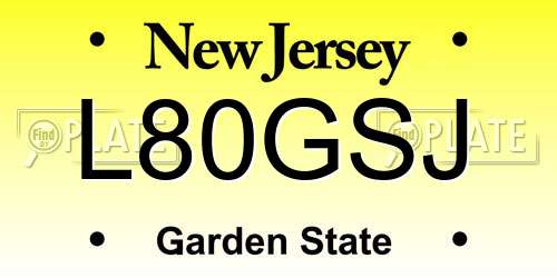 L80GSJ New Jersey License Plate