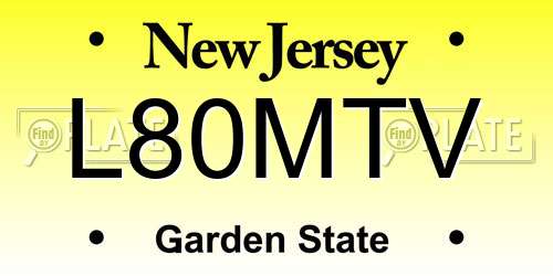 L80MTV New Jersey License Plate