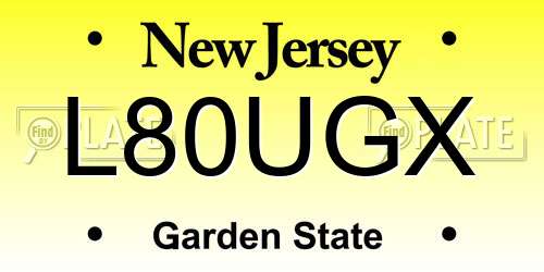 L80UGX New Jersey License Plate
