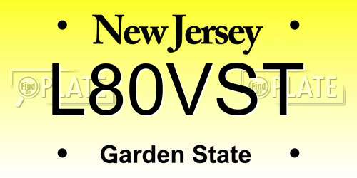 L80VST New Jersey License Plate
