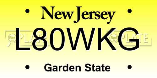 L80WKG New Jersey License Plate