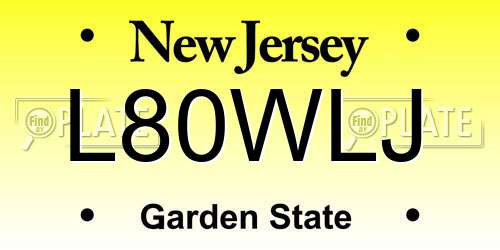 L80WLJ New Jersey License Plate