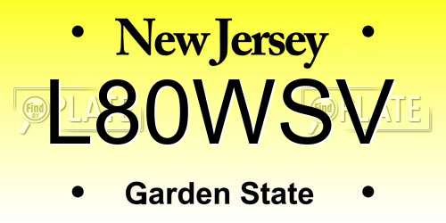 L80WSV New Jersey License Plate