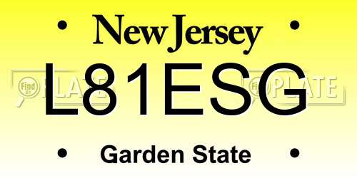 L81ESG New Jersey License Plate