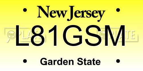 L81GSM New Jersey License Plate