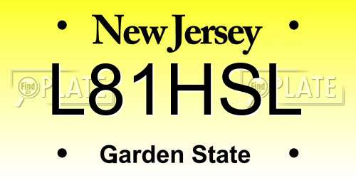 L81HSL New Jersey License Plate