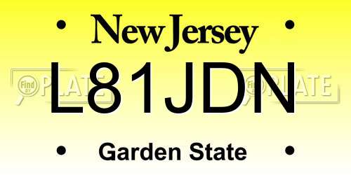 L81JDN New Jersey License Plate
