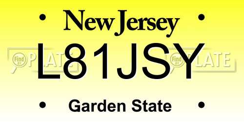 L81JSY New Jersey License Plate