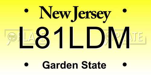 L81LDM New Jersey License Plate