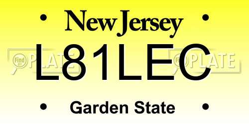 L81LEC New Jersey License Plate