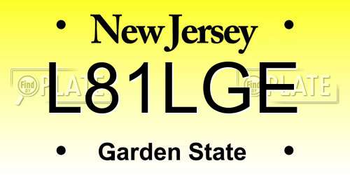 L81LGE New Jersey License Plate
