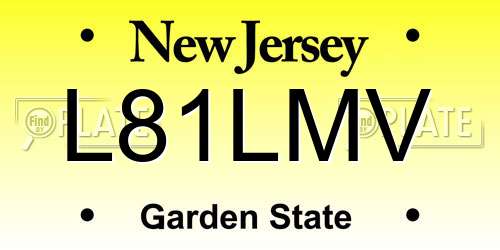 L81LMV New Jersey License Plate