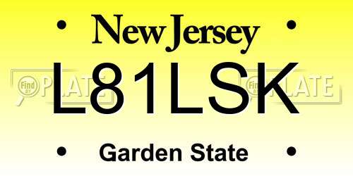 L81LSK New Jersey License Plate